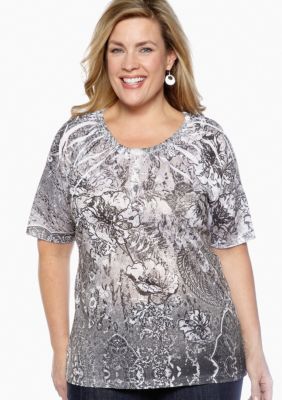 Jane Ashley Plus Size Printed Sublimation Knit Top