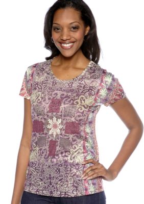 Jane Ashley Plum Scoop Neck Tee