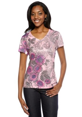 Jane Ashley Multi Print V-Neck