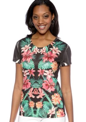 Jane Ashley Scoop Neck Floral Tee