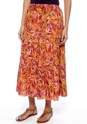 Jane Ashley Petite Tiered Printed Skirt