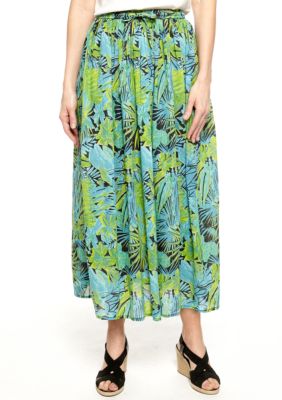 Jane Ashley Jade Print Broomstick Skirt