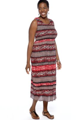 Jane Ashley Plus Size Printed Smocked Dress