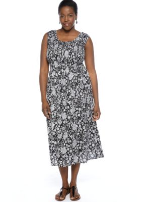Jane Ashley Plus Size Printed Smocked Dress