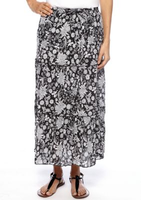 Jane Ashley Petite Tiered Printed Skirt