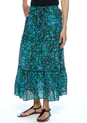 Jane Ashley Petite Printed Tiered Maxi Skirt