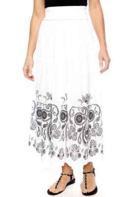 Jane Ashley Three Tier Solid Skirt With Printed Bottom
