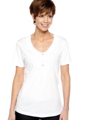 Jane Ashley Faux Button Ruffle Top