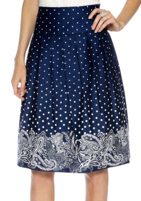 Sharagano Dot Floral Pleated Skirt