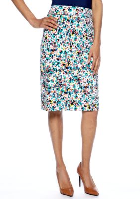 Sharagano Multicolor Printed Pencil Skirt