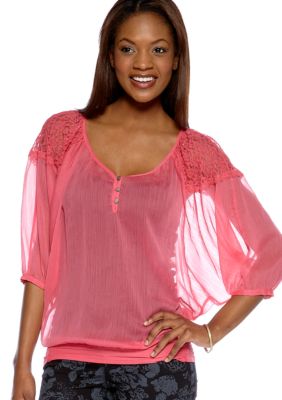 Nine West Vintage America Collection Nadine Lace Shoulder Blouse