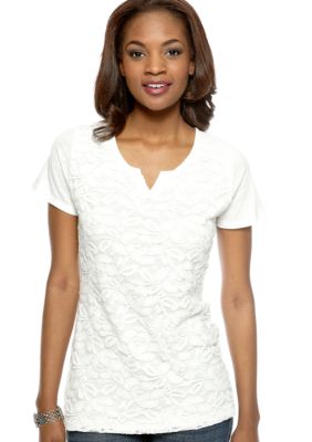 Nine West Vintage America Collection Snow Drop Lace Tee