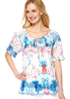 Nine West Vintage America Collection Mia Printed Peasant Top