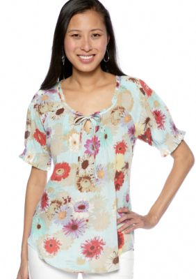 Nine West Vintage America Collection Mila Printed Peasant Top