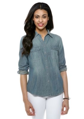 Nine West Vintage America Collection Denim Button Down Shirt
