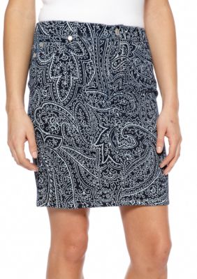 Nine West Vintage America Collection Paisley Floral Print Five Pocket Skirt