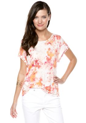 Nine West Vintage America Collection Boxy Floral Print Tee