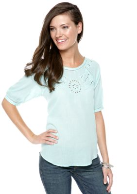 Nine West Vintage America Collection Jennie Eyelet Peasant Top