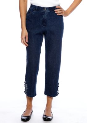 Ruby Rd Petite Cruise Control Embellished Split Hem Capri Jean