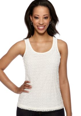 Ruby Rd The Great Escape Sleeveless Pom Overlay Tank