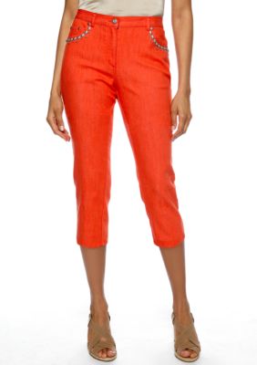 Ruby Rd Eye Candy Embellished Pocket Denim Capri