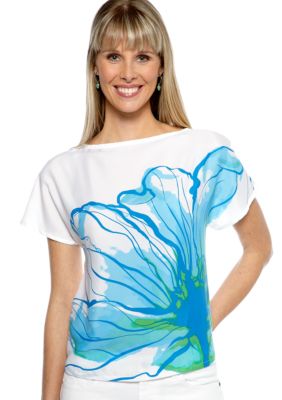 Ruby Rd Eye Candy Short Sleeve Boatneck Floral