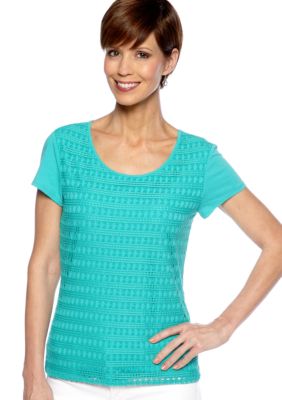 Ruby Rd Eye Candy Crochet Knit Top.