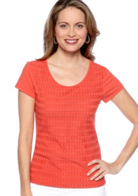 Ruby Rd Eye Candy Crochet Knit Top.