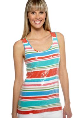 Ruby Rd Eye Candy Sleeveless Strip Sequins Tank