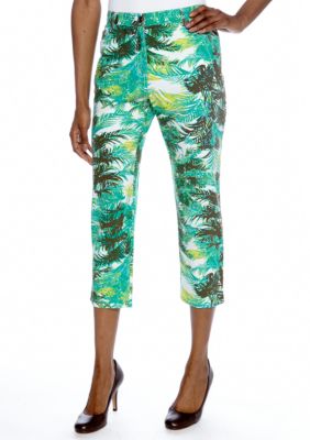 Ruby Rd Calypso Palm Print Capri