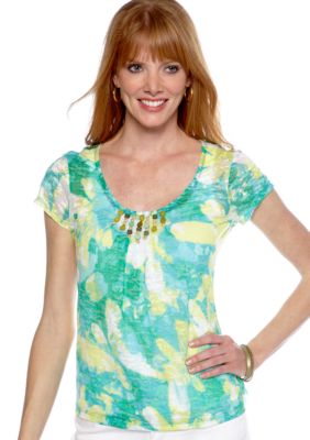 Ruby Rd Calypso Embellished Knit Burnout