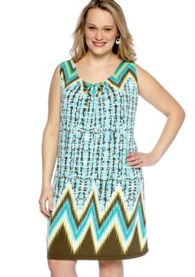 Ruby Rd Plus Size Calypso Embellished Sleeveless Dress