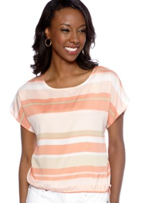 Ruby Rd Shell Party Blurred Stripe Blouson Top