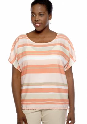 Ruby Rd Plus Size Blurred Stripe Blouse