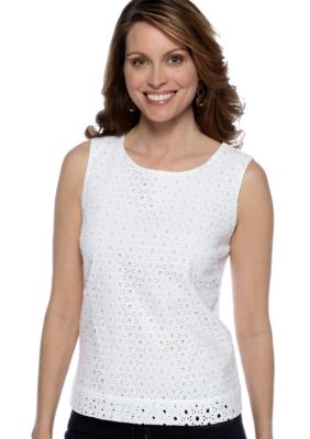 Ruby Rd Night and Day Eyelet Sleeveless Shell