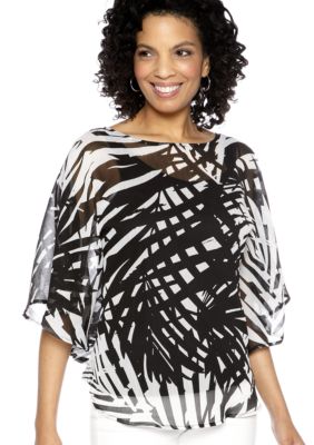 Ruby Rd Night And Day Bold Print Butterfly Top