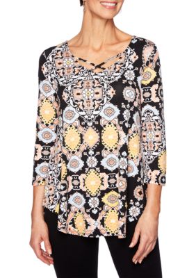Ruby Rd Night And Day Embellished Boat Neck Top