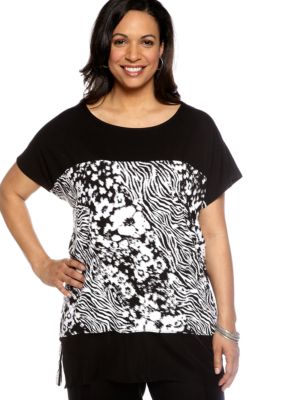 Ruby Rd Plus Size Night And Day High Low Knit Mesh Top