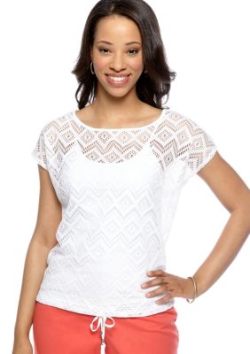 Ruby Rd Petite Night and Day Crochet Lace Top