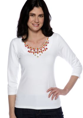 Ruby Rd High Voltage Embellished Knit Top