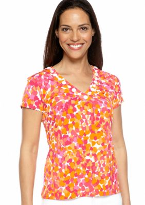 Ruby Rd High Voltage Embellished V-Neck Dots Top
