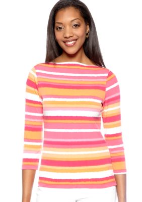 Ruby Rd High Voltage Ballet Neck Stripe Top