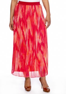 Ruby Rd Plus Size High Voltage Ikat Printed Yoryu Skirt