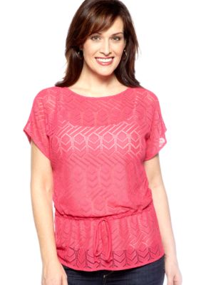 Ruby Rd Petite High Voltage Crochet Blouson Top