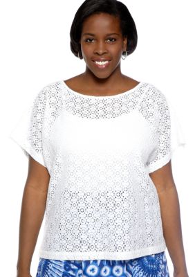 Ruby Rd Plus Size Beyond the Sea Lace Top