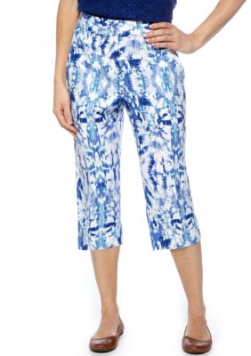Ruby Rd Petite Beyond the Sea Ikat Linen Skimmer Capri