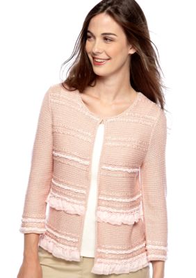 Ruby Rd Petite Key Item Ruffle Embellished Cardigan