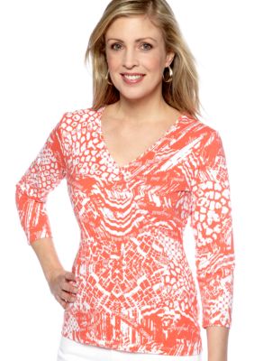 Ruby Rd Favorite Faux Wrap Script Print Top
