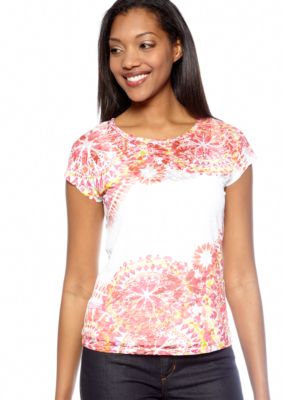 Ruby Rd Favorite Kaleidoscope Printed Burnout Top