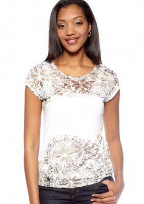 Ruby Rd Favorite Kaleidoscope Printed Burnout Top